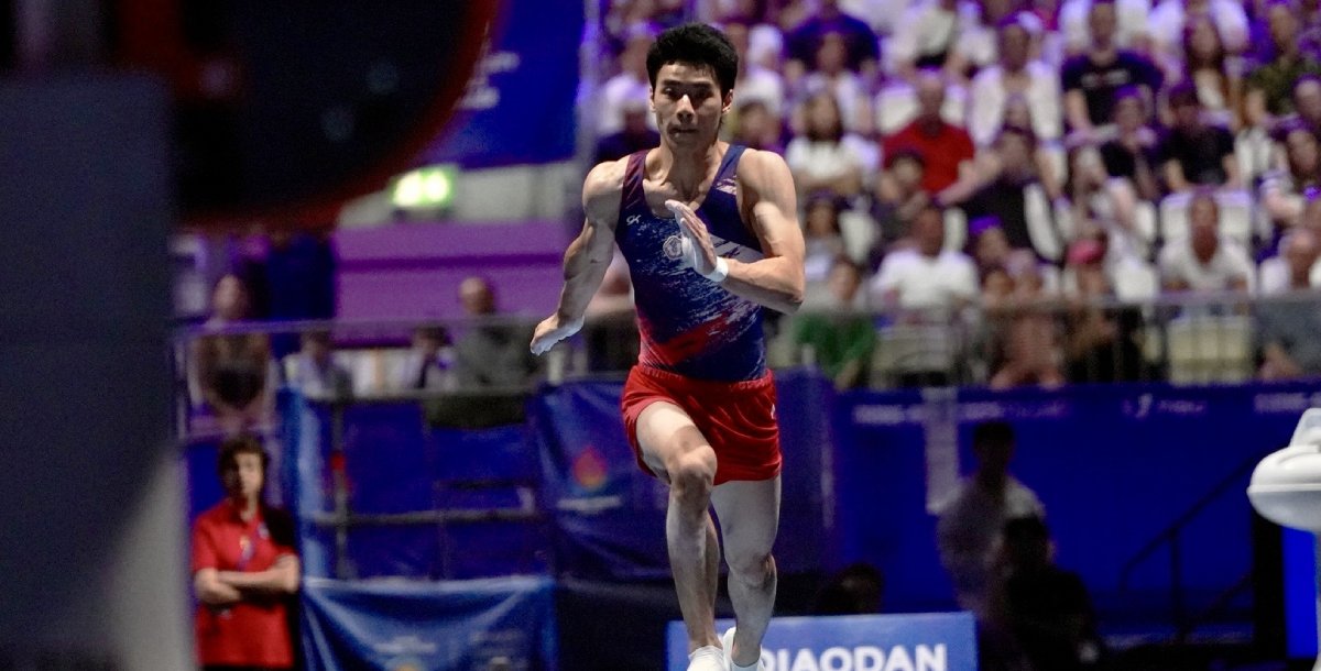 葉政再參賽闖進跳馬決賽，最終13.433分排名第六。攝/大專體總