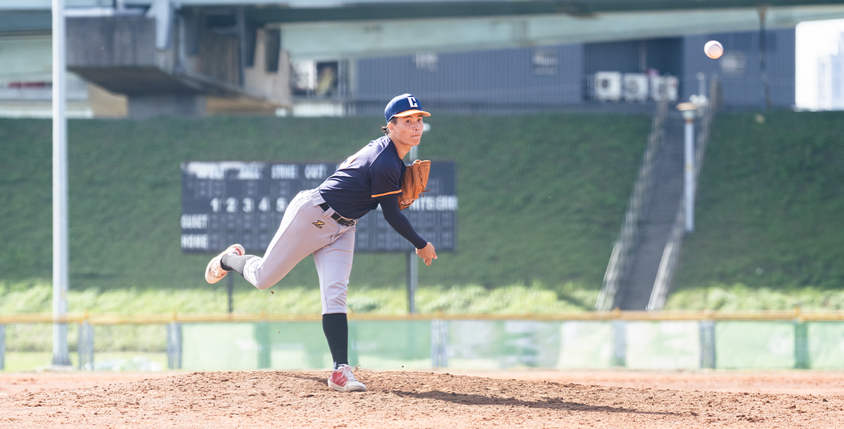 政大後援投手陳廷竑,今日投球表現亮眼,阻止臺大擴大領先優勢。