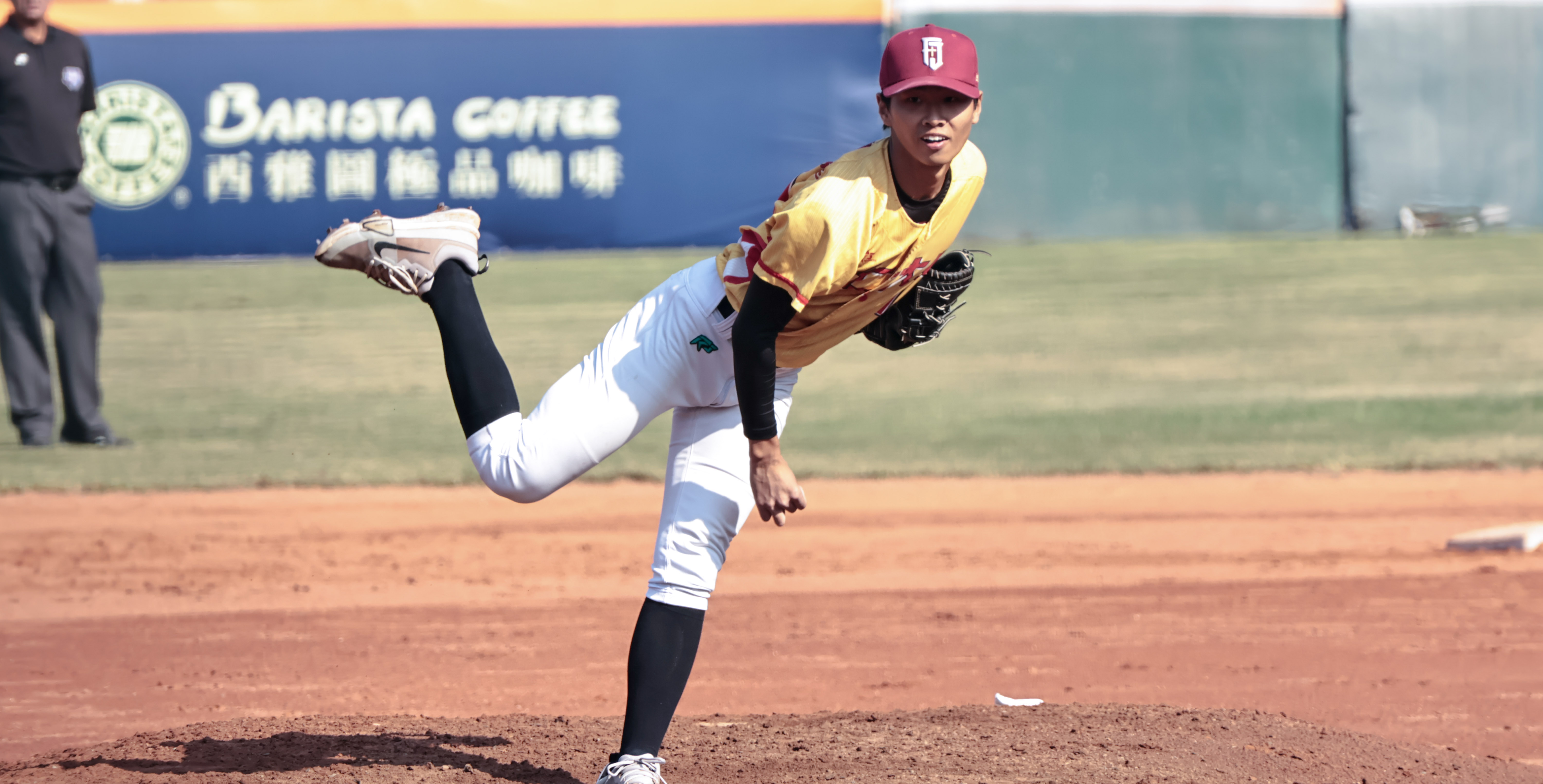 輔大林柏甫主投六局，送出4K無失分奪勝。攝/林秀炘