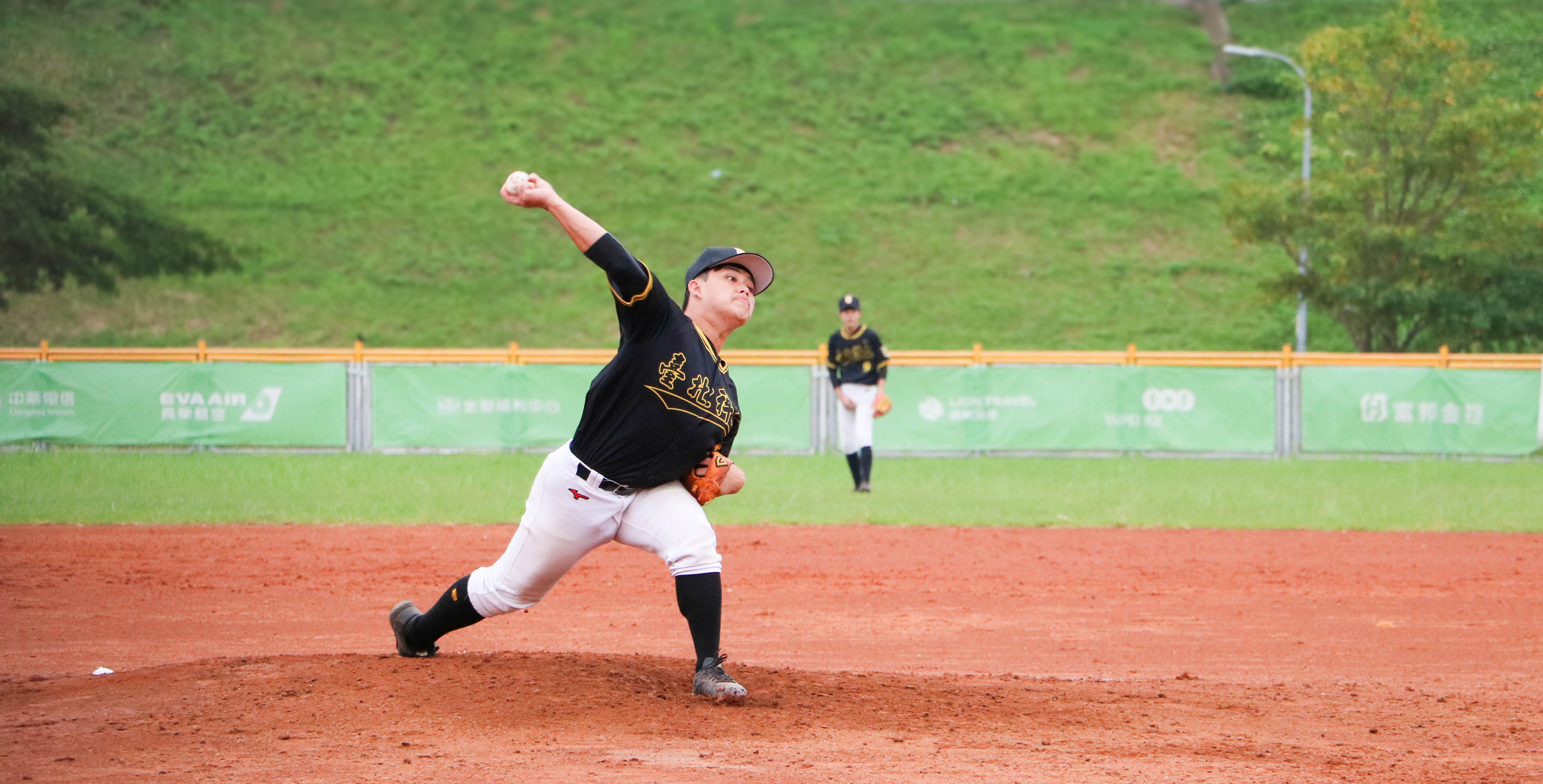 北科先發投手廖貽庭今日主投2局飆3K，成功壓制前段比賽。攝/許靜玟